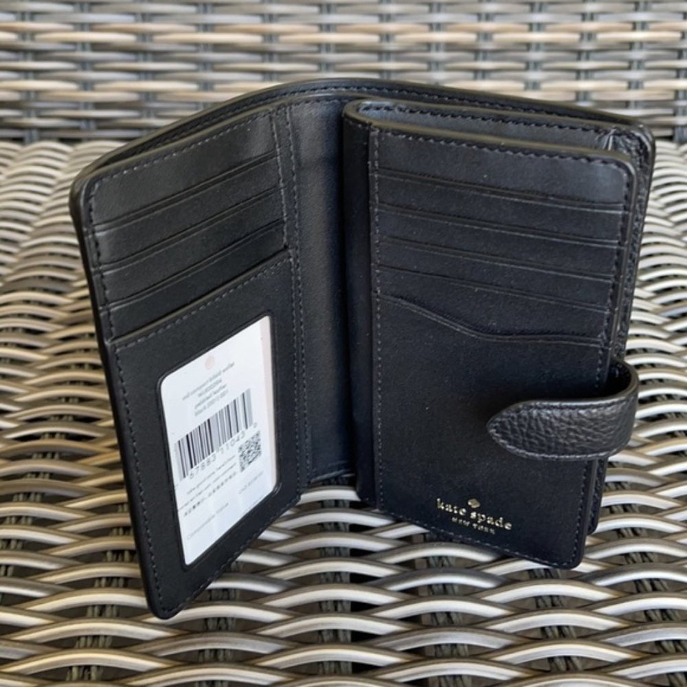 Kate Spade Leila Medium Compact Bifold Wallet Black - Picture 8 of 16